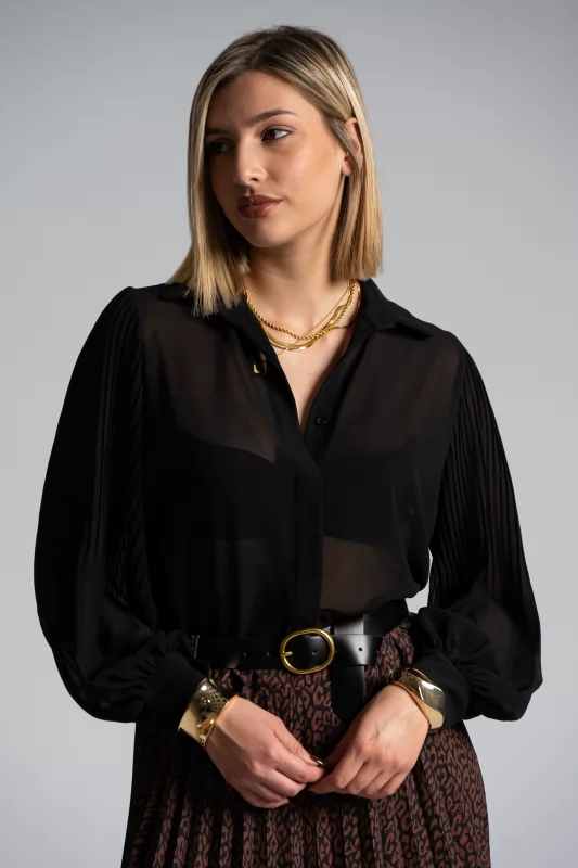 Shirt C-Throu Pleated Sleeves