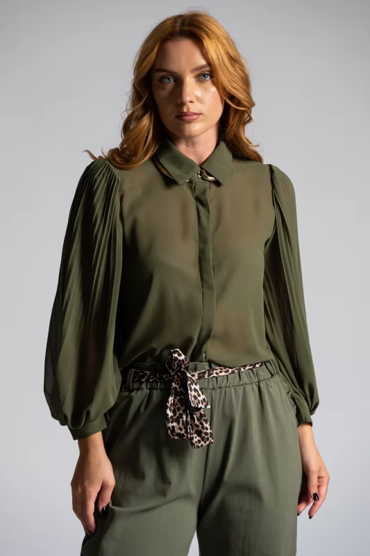 Shirt C-Throu Pleated Sleeves