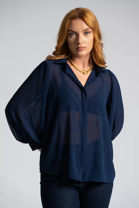 Shirt C-Throu Pleated Sleeves