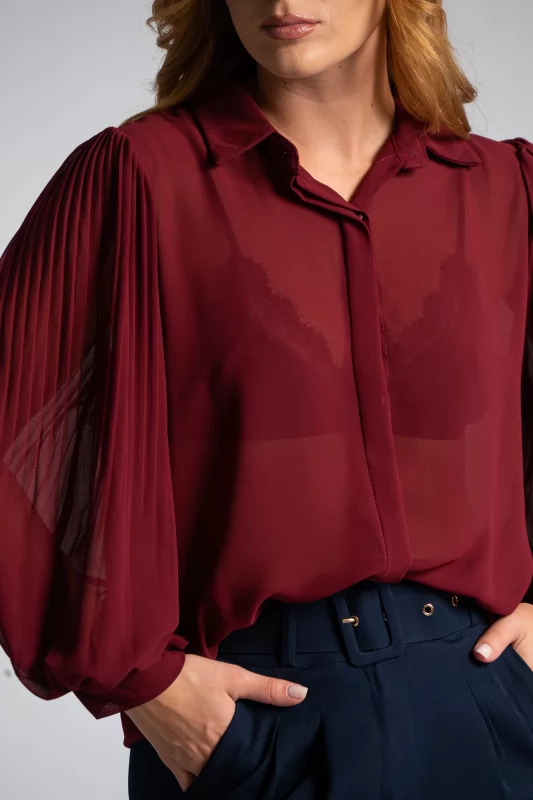 Shirt C-Throu Pleated Sleeves