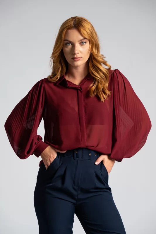 Shirt C-Throu Pleated Sleeves