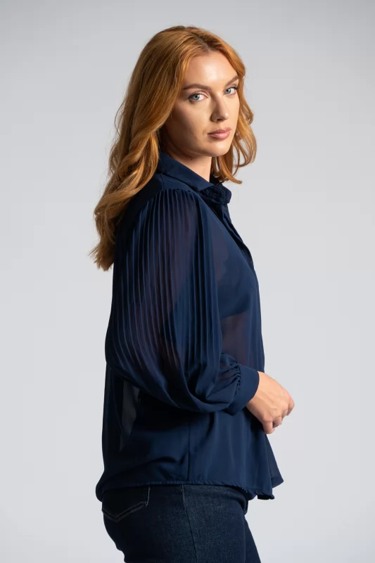 Shirt C-Throu Pleated Sleeves