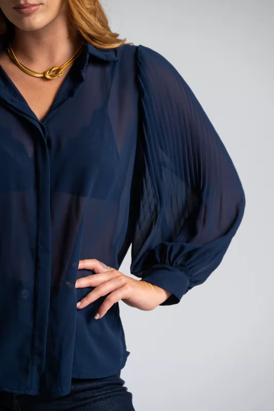 Shirt C-Throu Pleated Sleeves