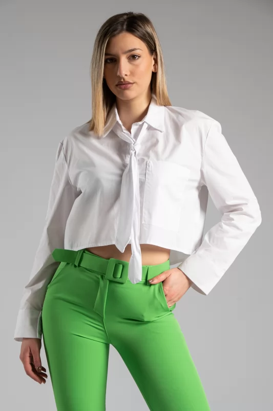 Shirt Crop Tie White