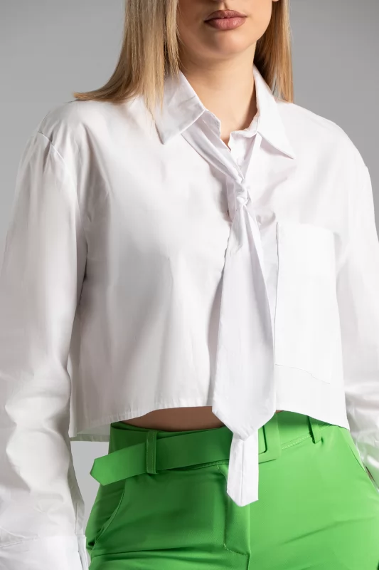 Shirt Crop Tie White