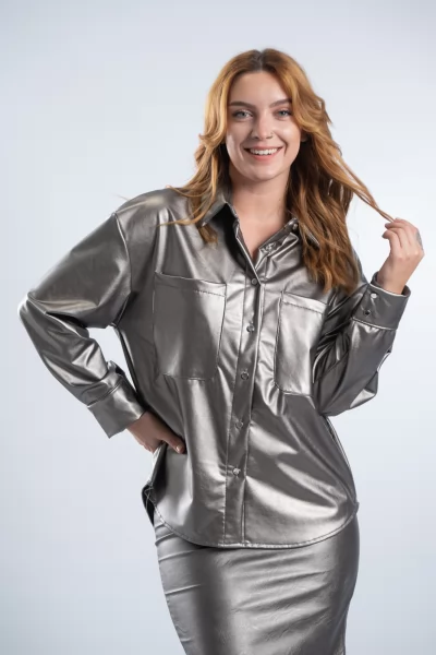 Shirt Leatherette Metallic Anthracite