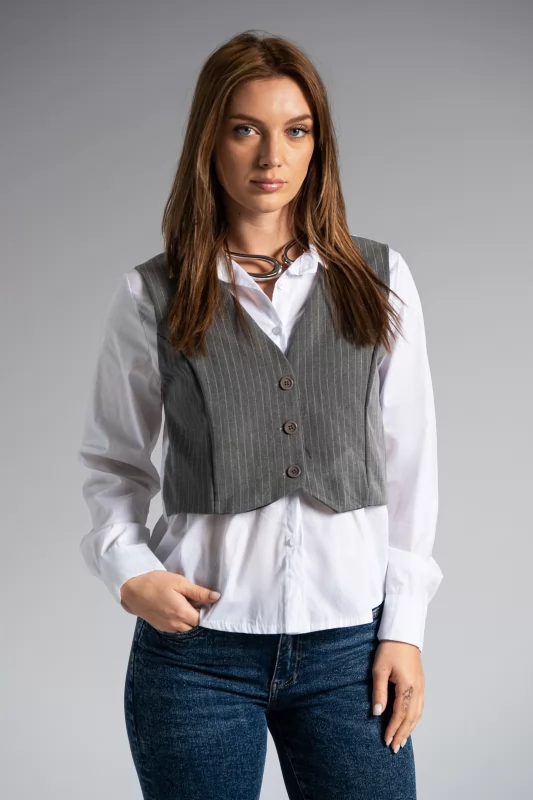 Shirt Grey Vest White