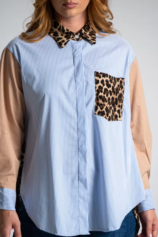 Striped Shirt Animal Print