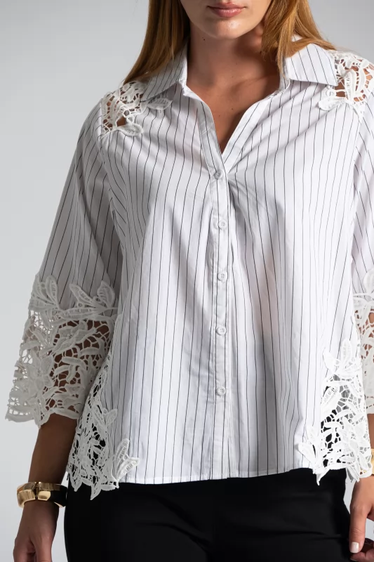 Shirt Striped Lace