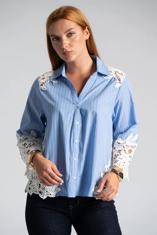 Shirt Striped Lace