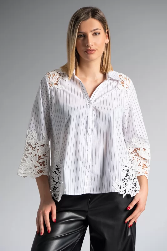 Shirt Striped Lace