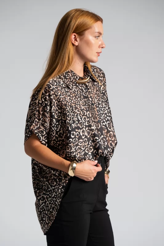 Shirt Satin Animal Pattern