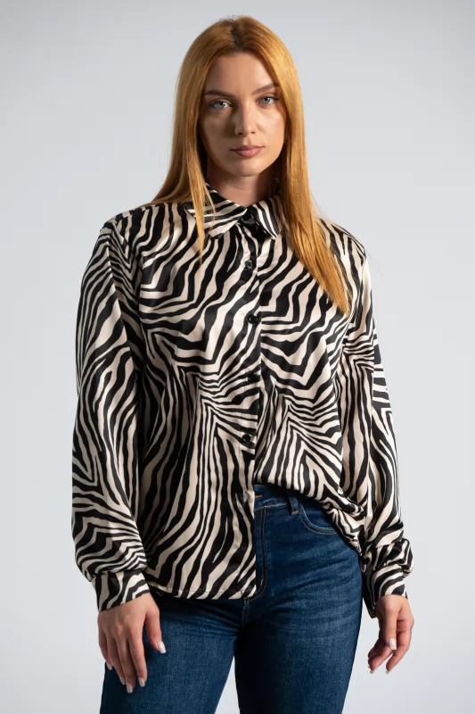 Satin Shirt Animal Print