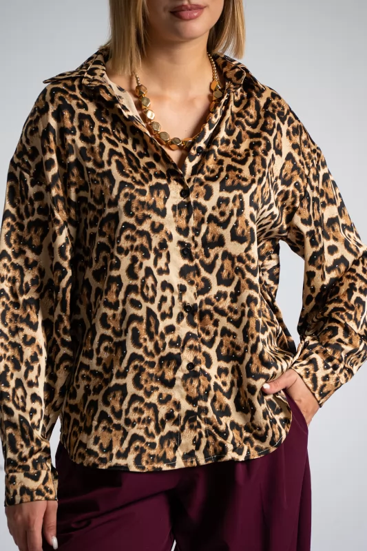 Shirt Rhinstones Animal Print