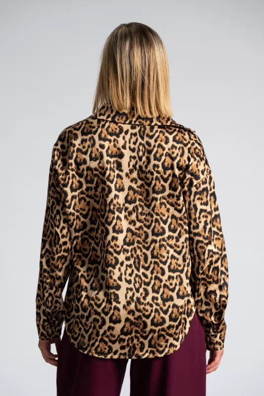 Shirt Rhinstones Animal Print