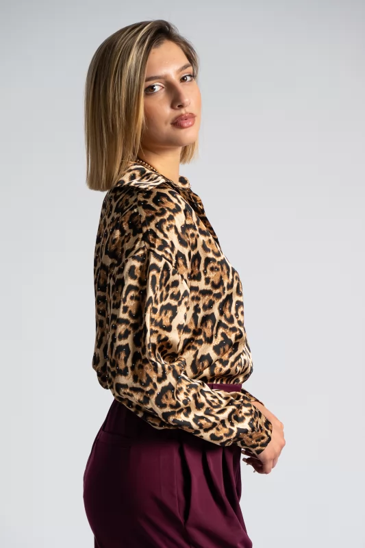 Shirt Rhinstones Animal Print