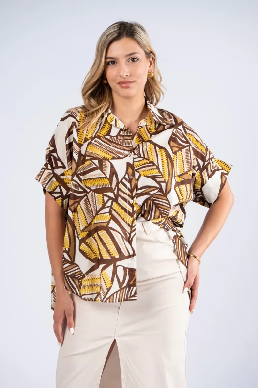 Shirt Tropical Brown-Cream