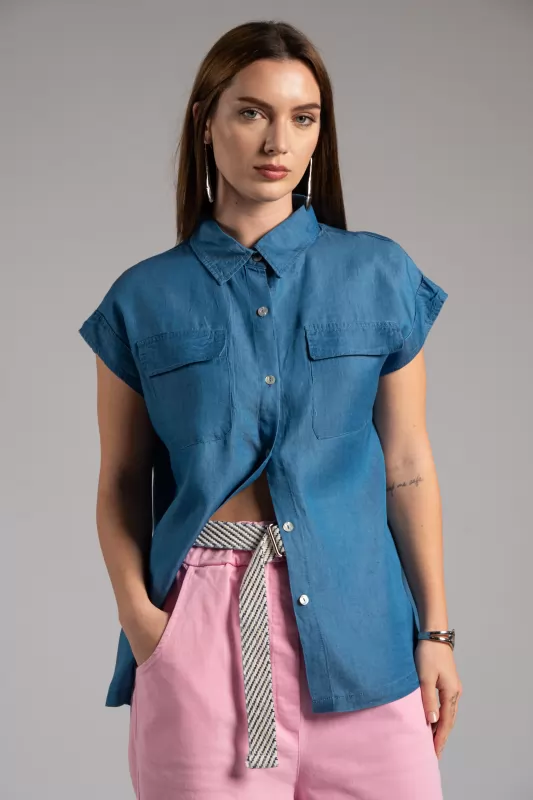 Shirt Jean Sleeveless 