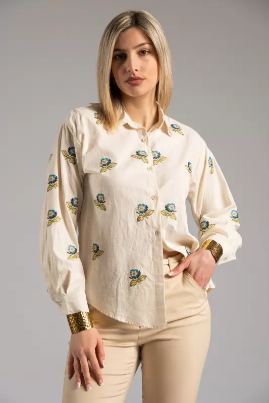 Shirt Cotton Floral Embroidery