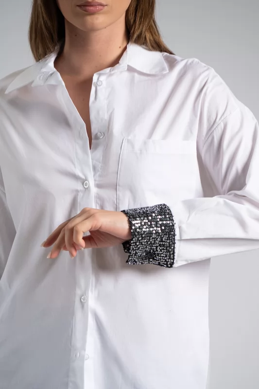 Cotton Shirt Sequin Cuff