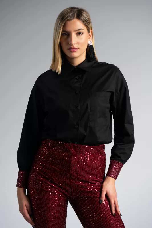 Cotton Shirt Sequin Cuff