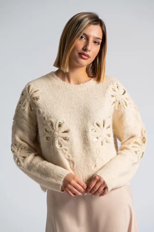 Sweater Floral Sequin