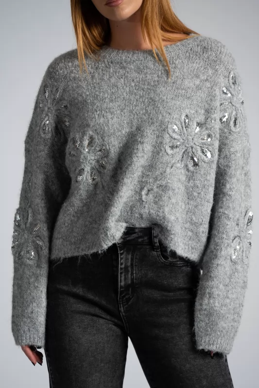 Sweater Floral Sequin