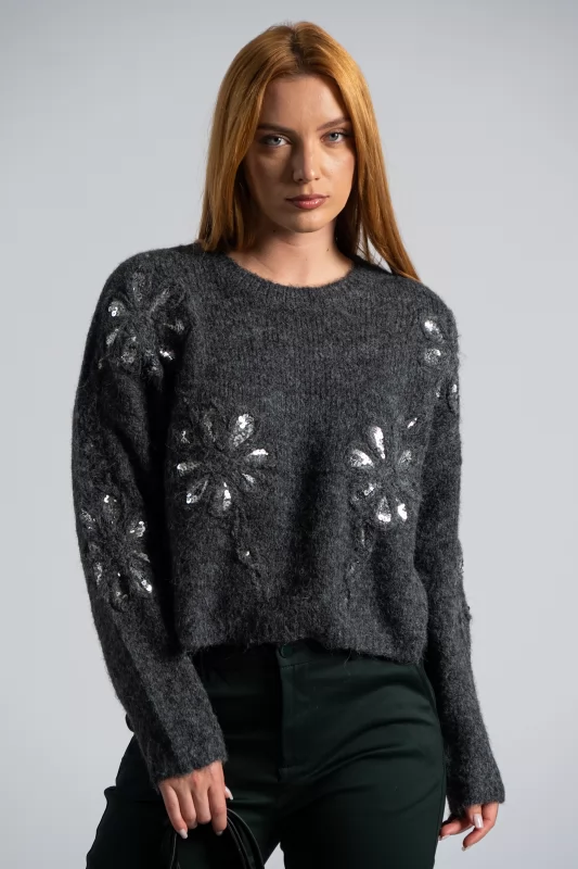 Sweater Floral Sequin