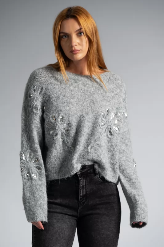 Sweater Floral Sequin