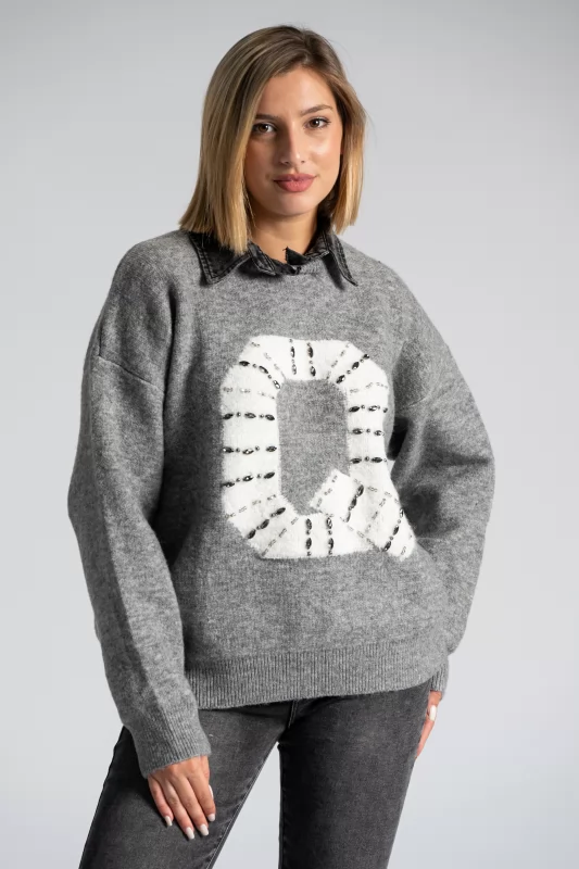 Sweater Knitted Q Collar