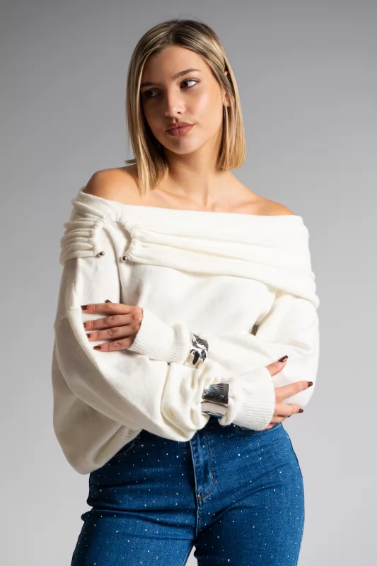 Πουλόβερ Off Shoulder Κρίκος