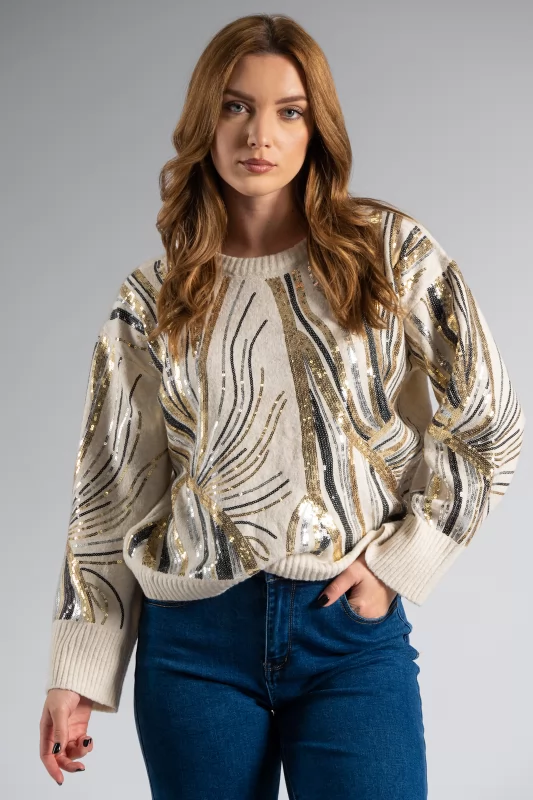 Sweater Sequins Waves