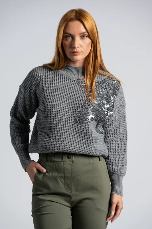 Sweater Knitted Star Sequin 