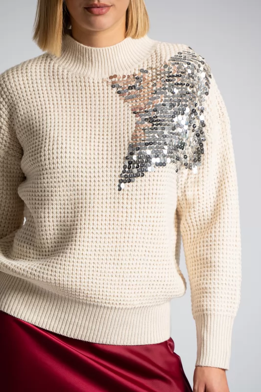 Sweater Knitted Star Sequin 