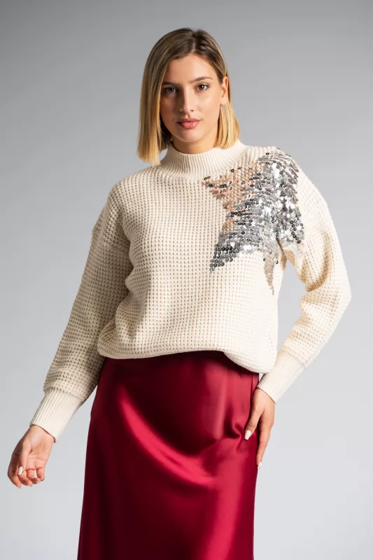 Sweater Knitted Star Sequin 