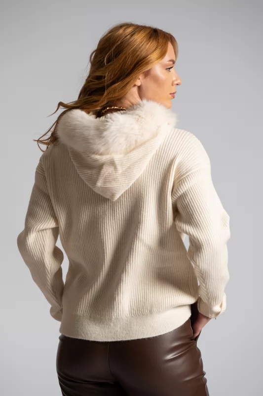 Sweater Rib Furry Hood