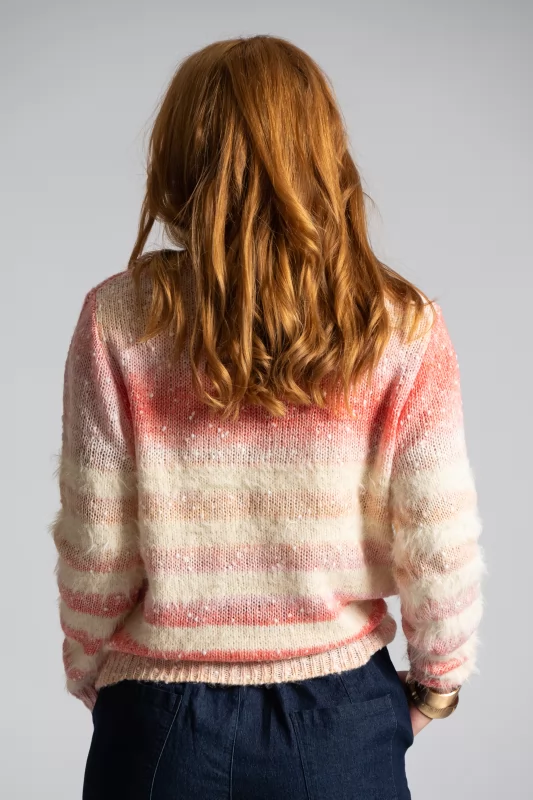 Sweater V Color Block Stripes