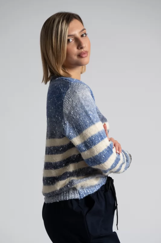 Sweater V Color Block Stripes