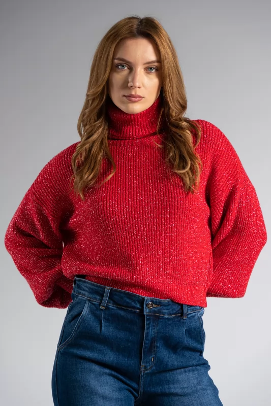 Turtleneck pullover Silver thread 