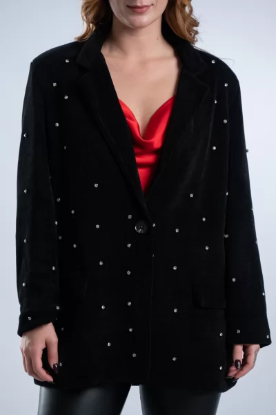 Blazer Corduroy Rhinestones Black