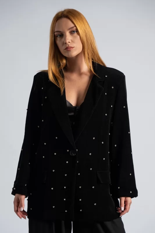 Blazer Corduroy Rhinestones Black