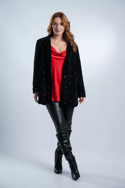 Blazer Corduroy Rhinestones Black