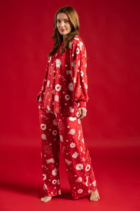 Set Of Velvet Overalls Bells Red