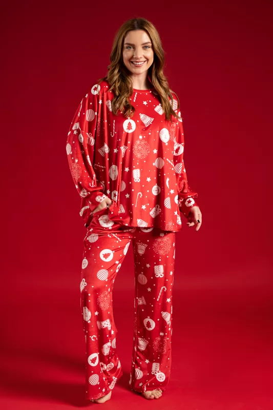 Set Of Velvet Overalls Bells Red