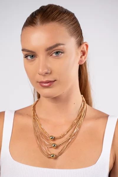Set Necklace-Earring Marbles Gold