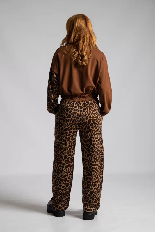 Animal Pattern Blouse-Trousers Sweatpants Set