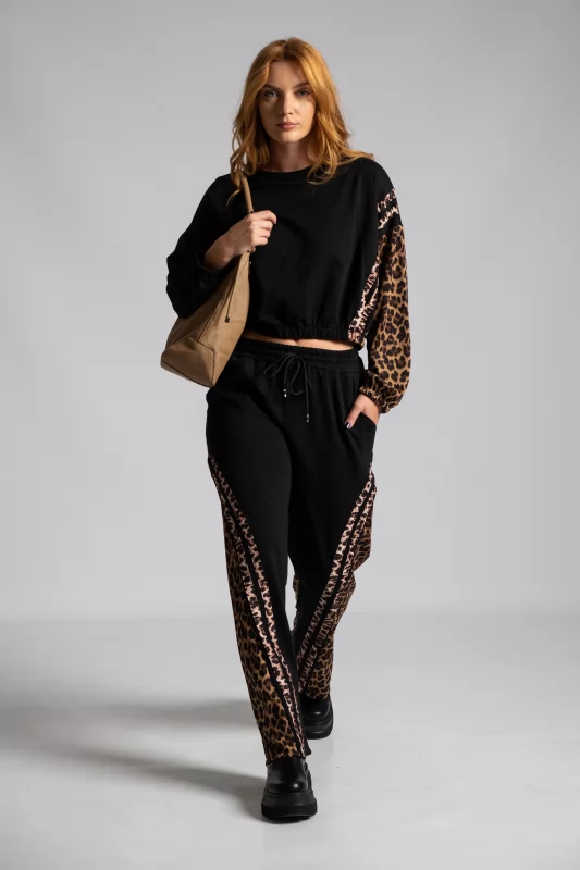 Animal Pattern Blouse-Trousers Sweatpants Set