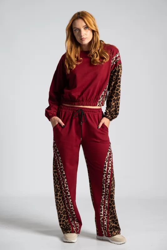 Animal Pattern Blouse-Trousers Sweatpants Set