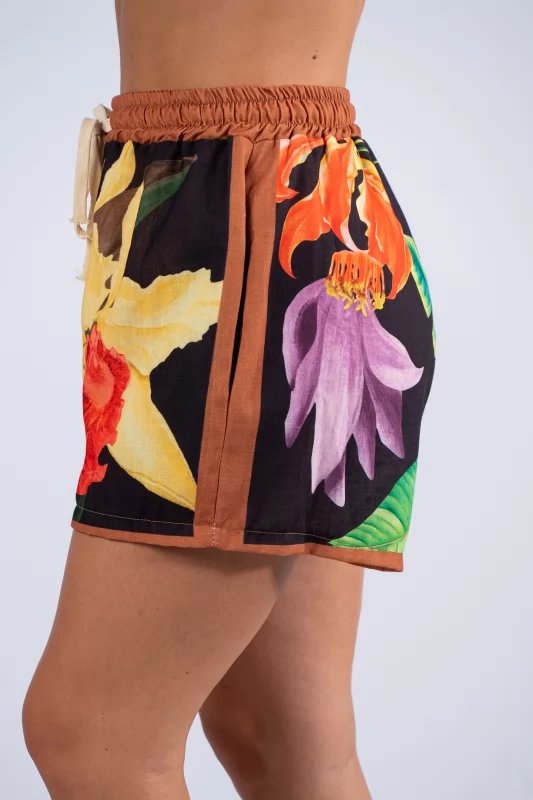 Shorts Floral Multicolor-Μαύρο