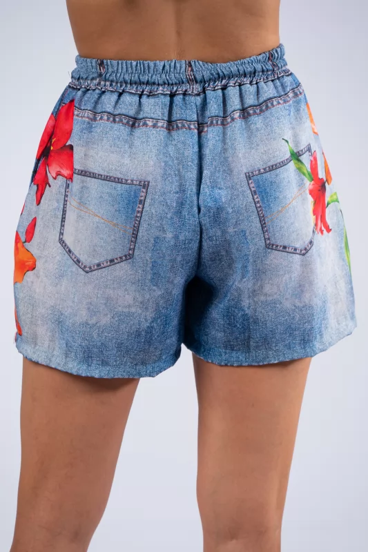 Shorts Ibiscus Red-Denim